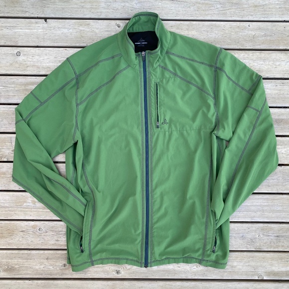 PRANA ~ MENS XL ~ GREEN FULL ZIP Lightweight Stretch Flex 112 JACKET Soft Shell - Picture 1 of 15